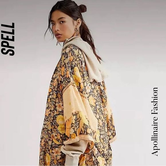 SPELL GYPSY COLLECTIVE HIBISCUS LANE MAXI ROBE IN LICORICE NWT M/L RARE - Picture 3 of 9